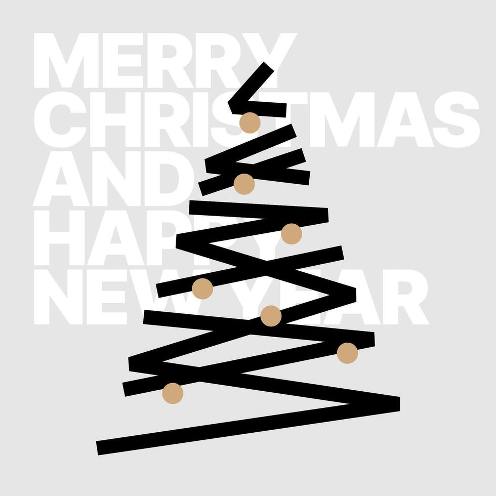 illustration with abstract Christmas tree for flyer template, greeting card, poster, banner or social media. Happy New Year and Merry Christmas. Christmas tree made of geometric shapes. vector