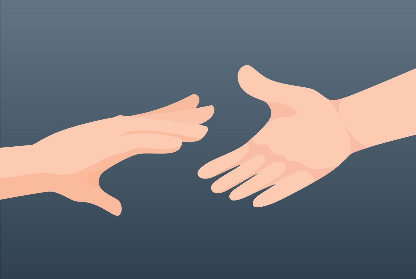 Illustration of mutual aid. The hands of white people reach out to each other vector