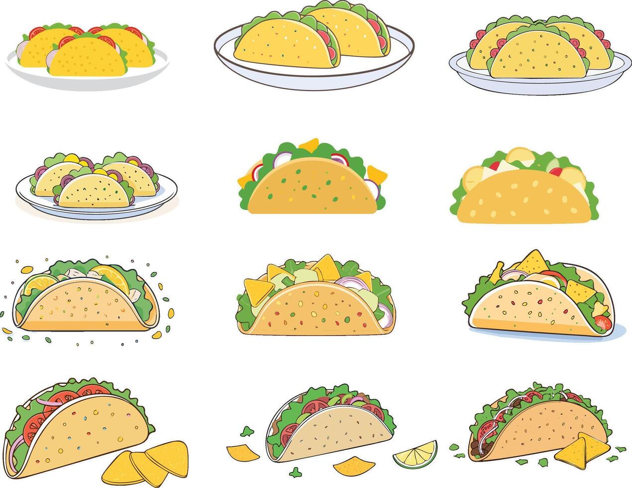 colorful taco illustration vector