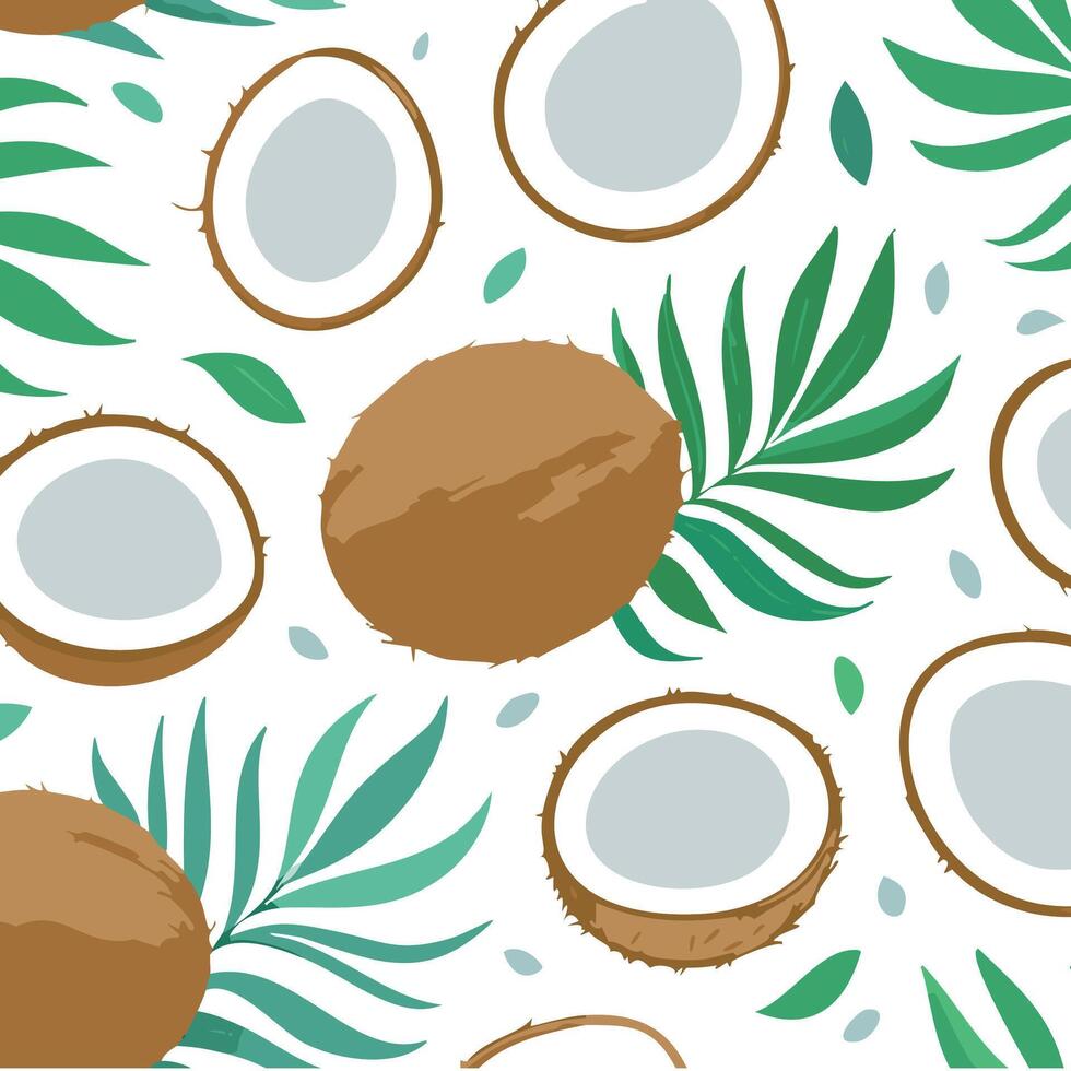seamless coconut summer pattern vector