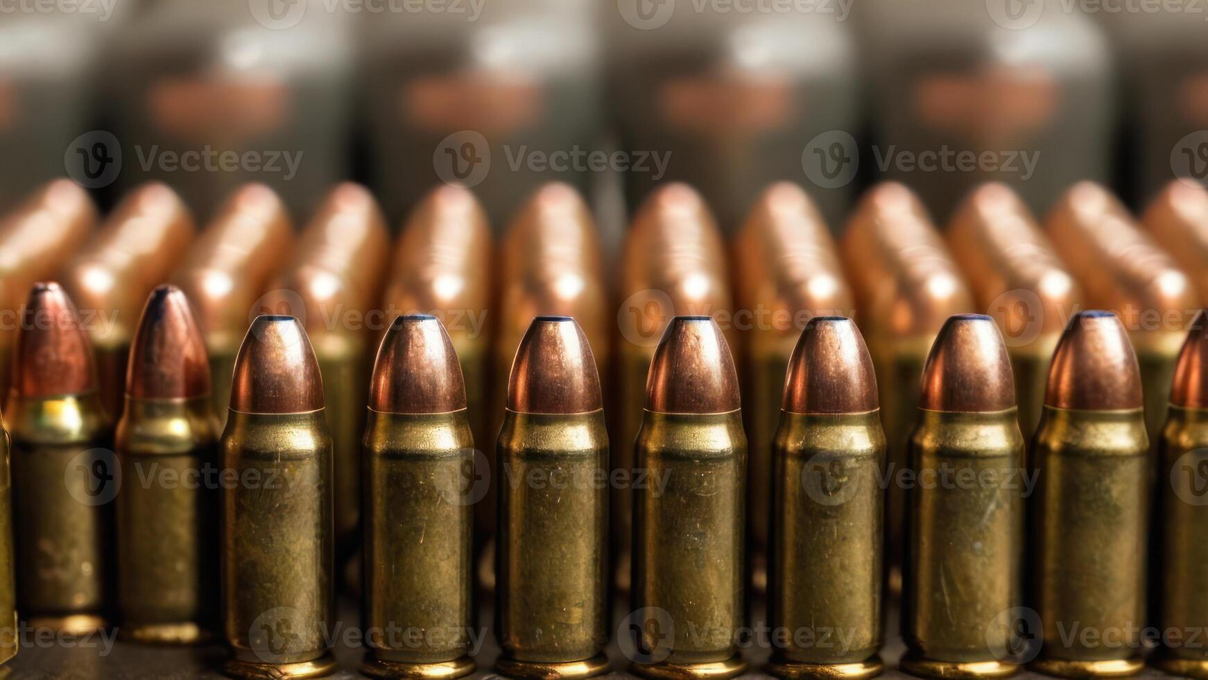 Bullets are lined up on a table photo