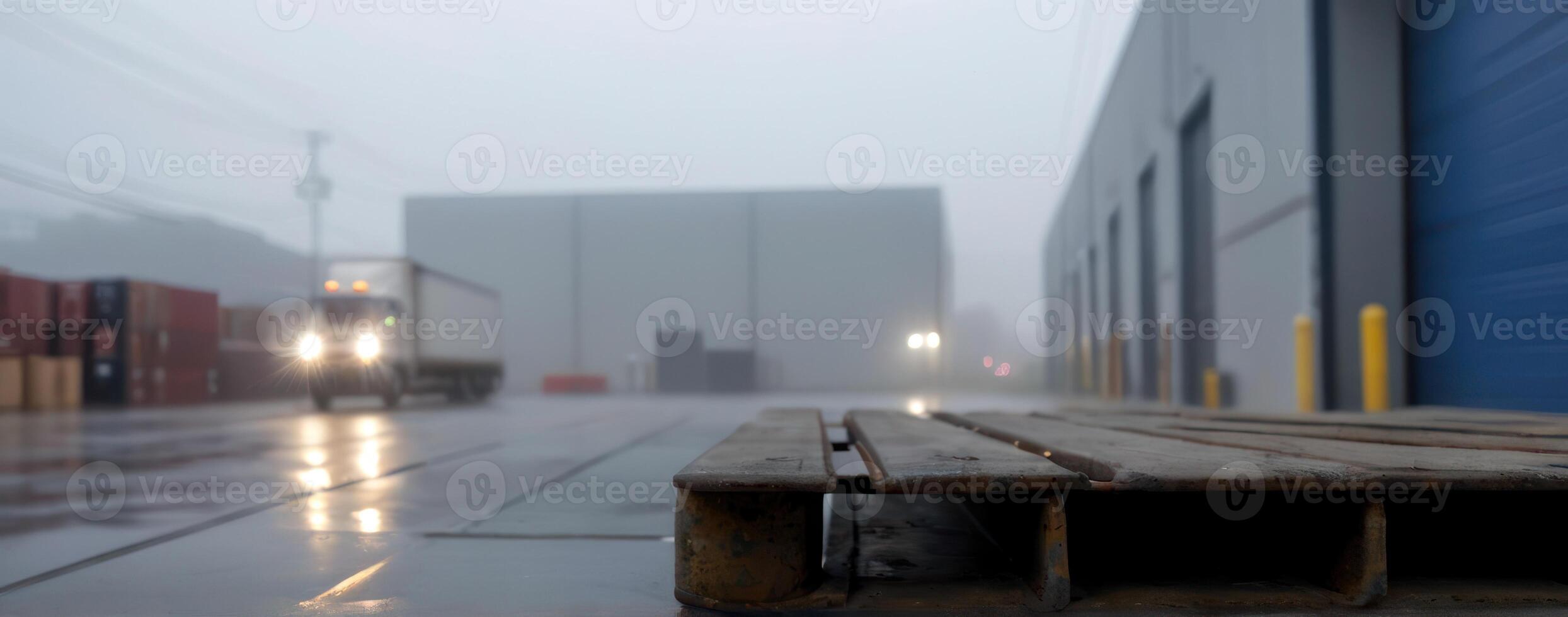 A wooden pallet on the ground photo