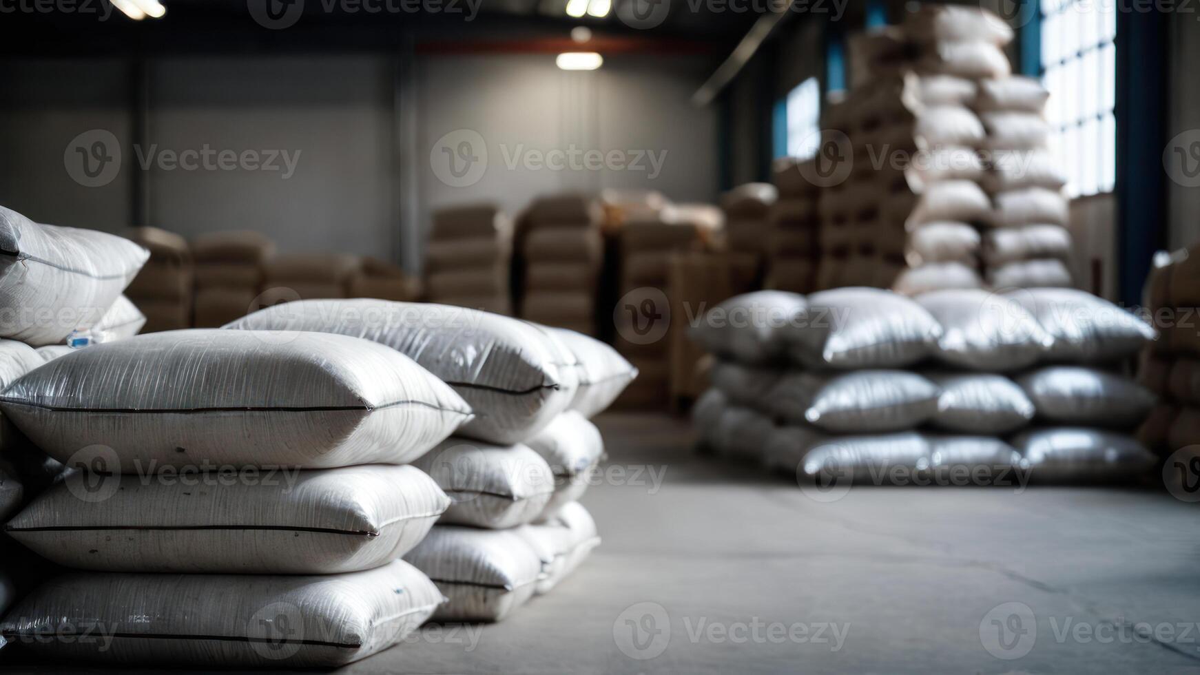 Sacks of flour in a warehouse photo