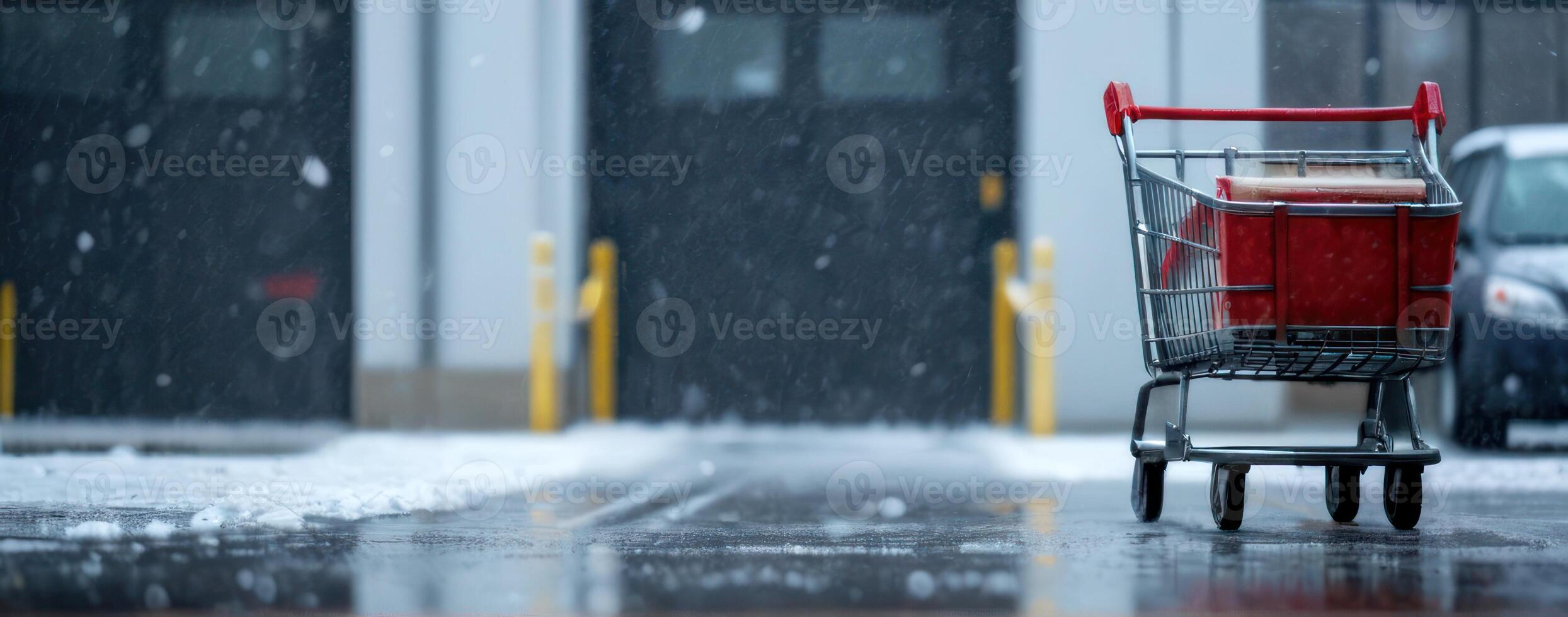 A shopping cart in the snow photo