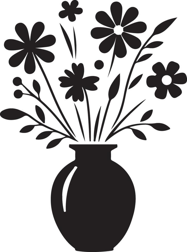 Flower in vase silhouette isolated vector