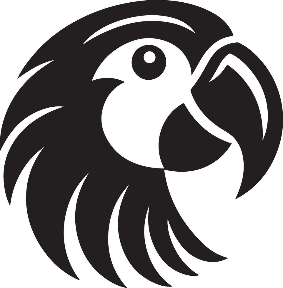 Black And White Parrot Head Illustration vector