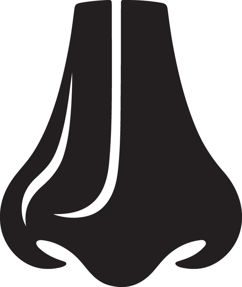 Nose human smells line and silhouette black icon vector