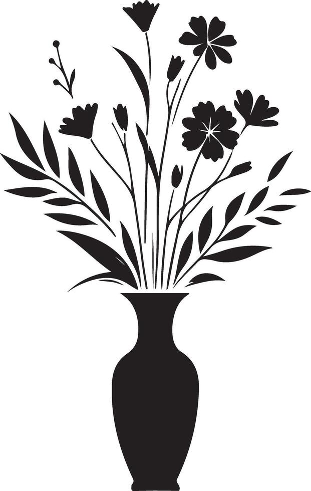 Flower in vase silhouette stock . Illustration vector