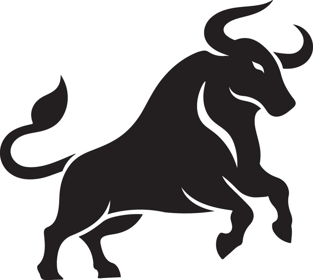 Strong bull attack look back logo design inspiration vector