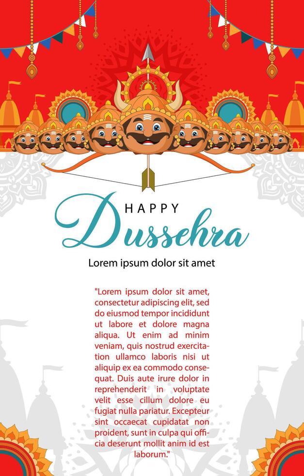 happy dussehra vertical background vector