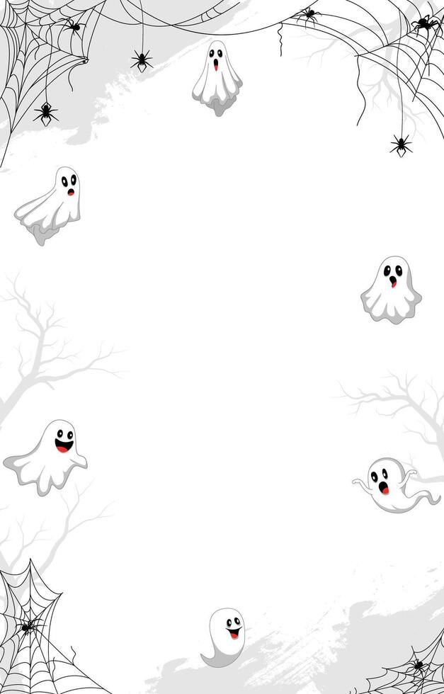 Halloween background with Ghost and Spider concept, Editable Template vector