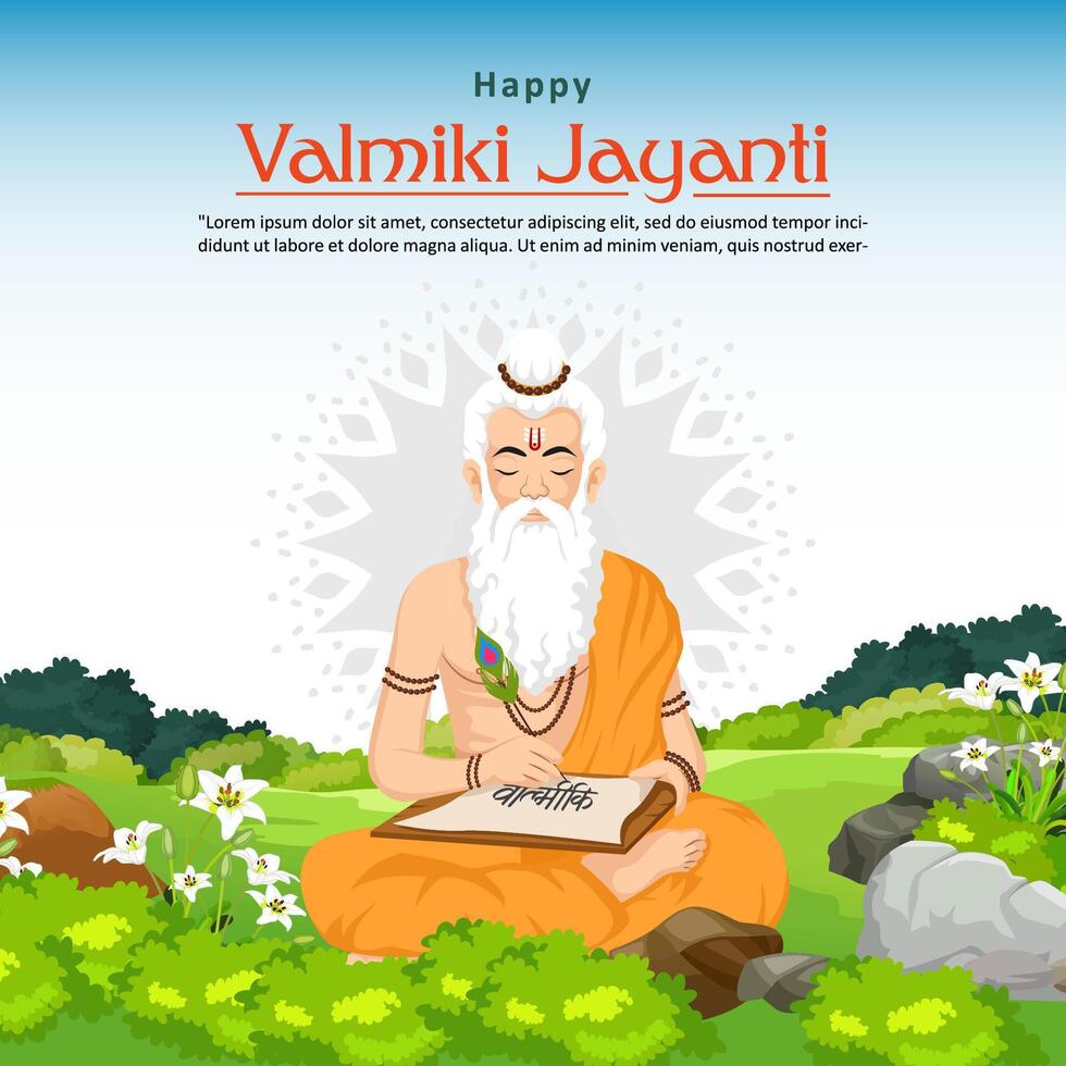 Happy Valmiki Jayanti illustration with old man writing vector