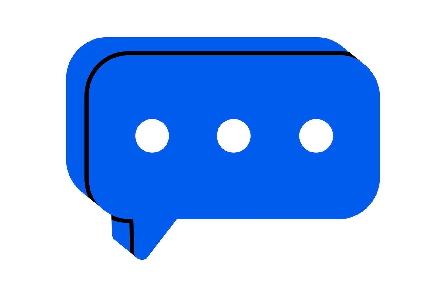 Hand drawn cute cartoon illustration speech bubble with three dots. Flat comment message doodle. Online relationship. Social media addiction icon. Communication app. Chat notification. Isolated vector