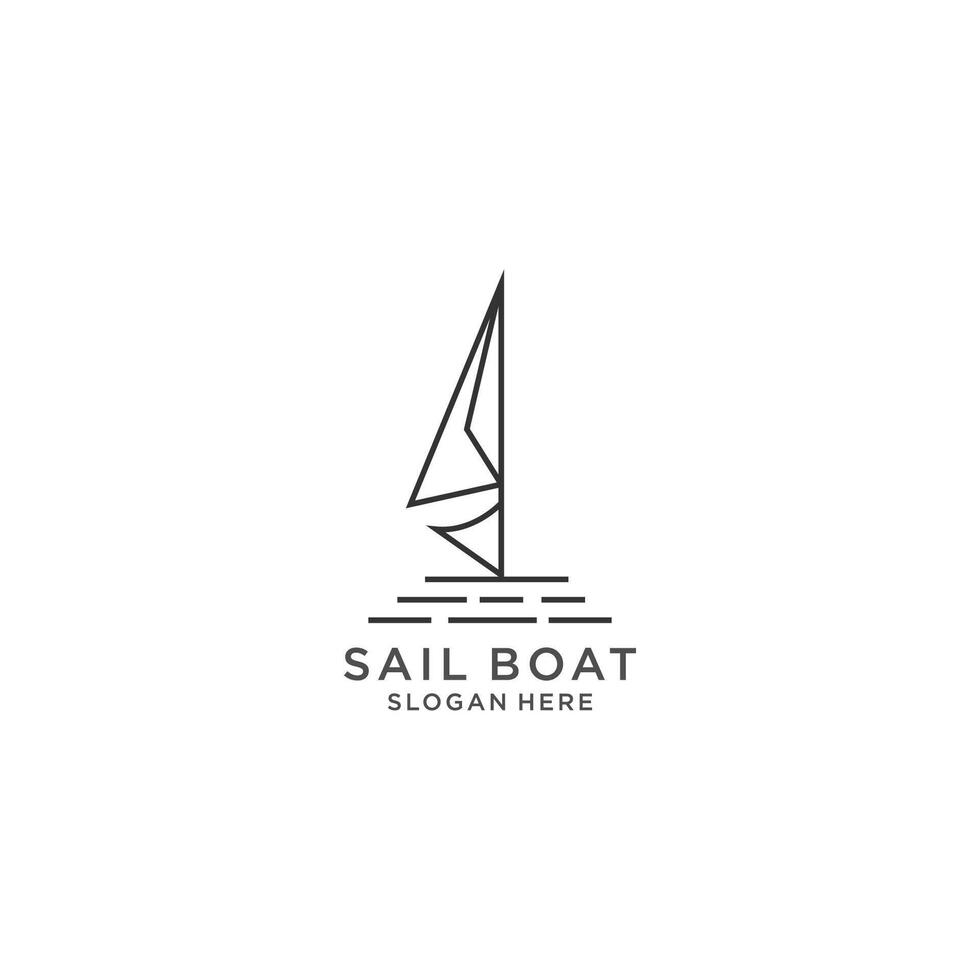 Simple boat sailing ship logo design on Ocean Sea, Simple boat sailing ship logo design template. vector