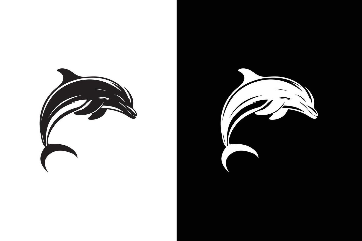 Jumping dolphin sea animal symbol. Dolphin icon silhouette illustration vector