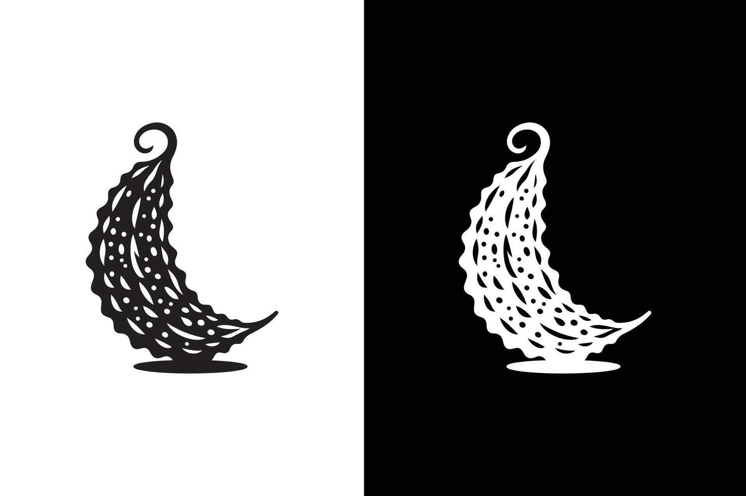 Bitter Gourd Icon silhouette illustration. Bitter Gourd icon black white vector