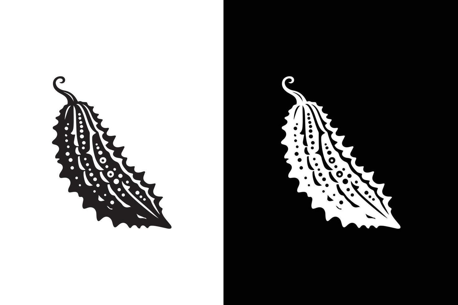 Bitter gourd flat design illustration. Bitter gourd icon silhouette vector