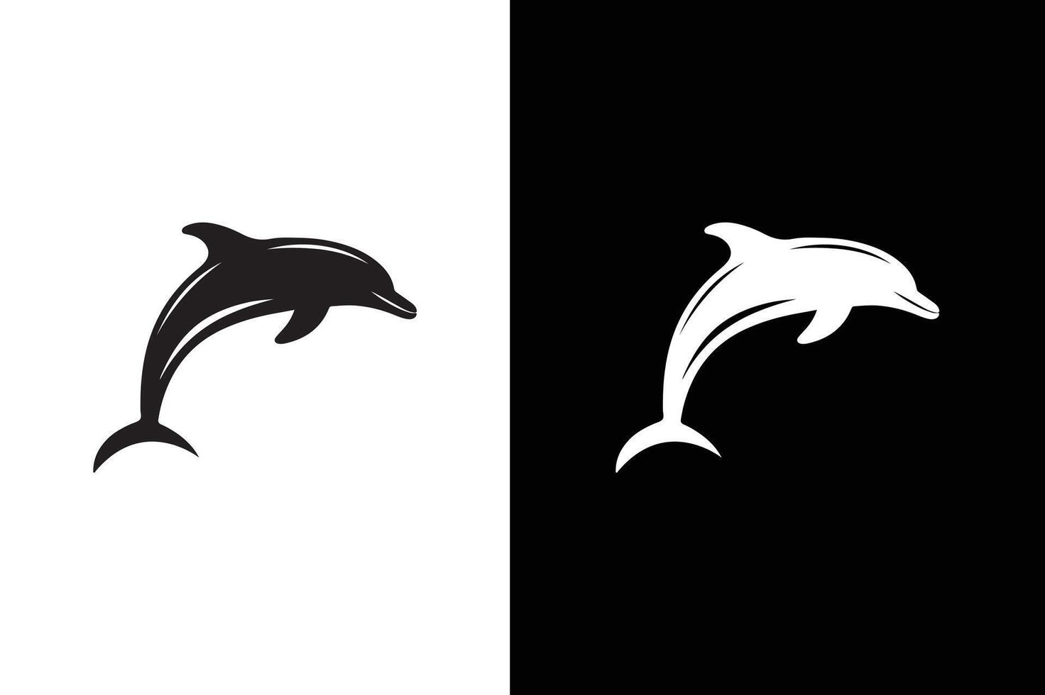 Jumping dolphin sea animal symbol. Dolphin icon silhouette illustration vector