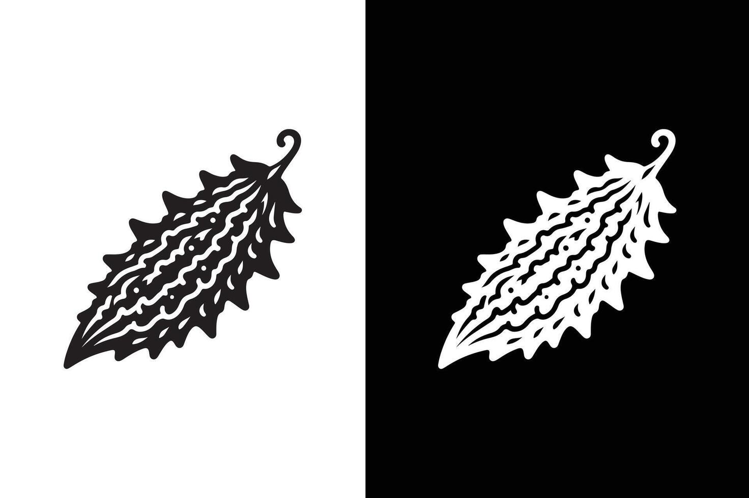 Bitter Gourd Icon silhouette illustration. vector