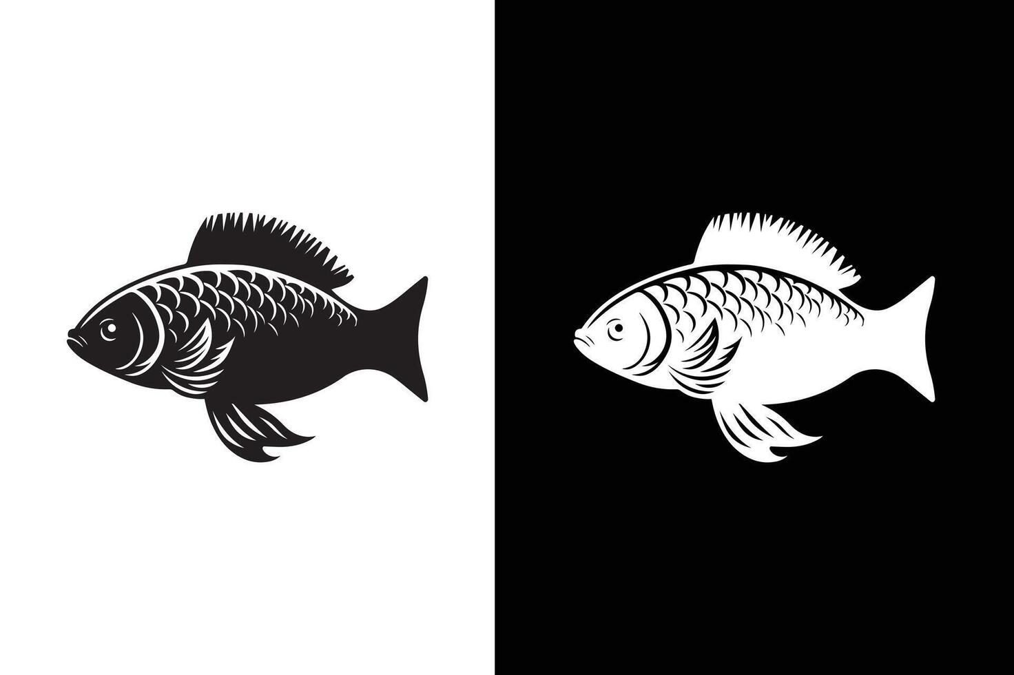 Fish icon silhouette. Fisheries logo symbol. Fish icon isolated background vector