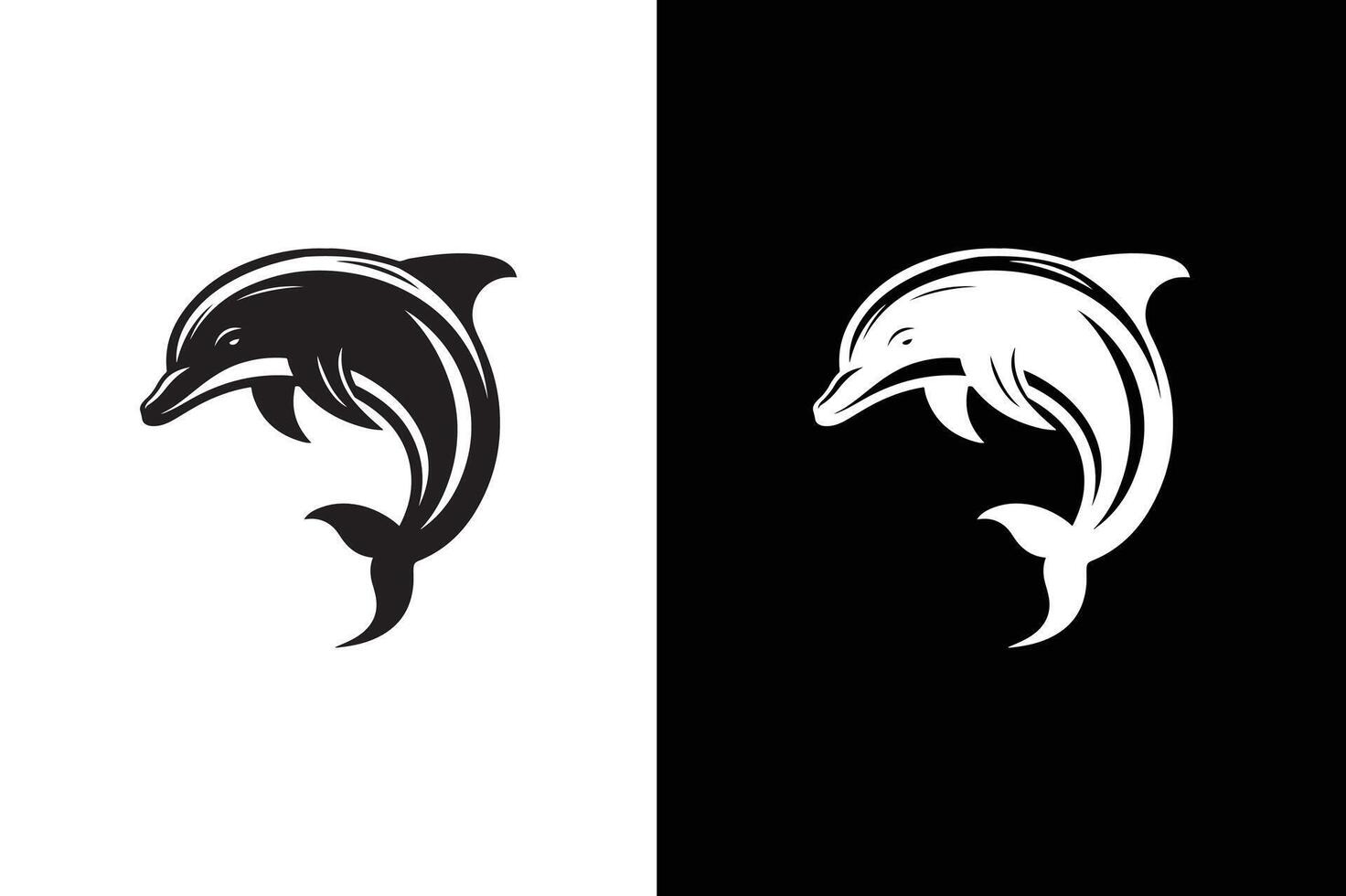 Jumping dolphin sea animal symbol. Dolphin icon silhouette illustration vector