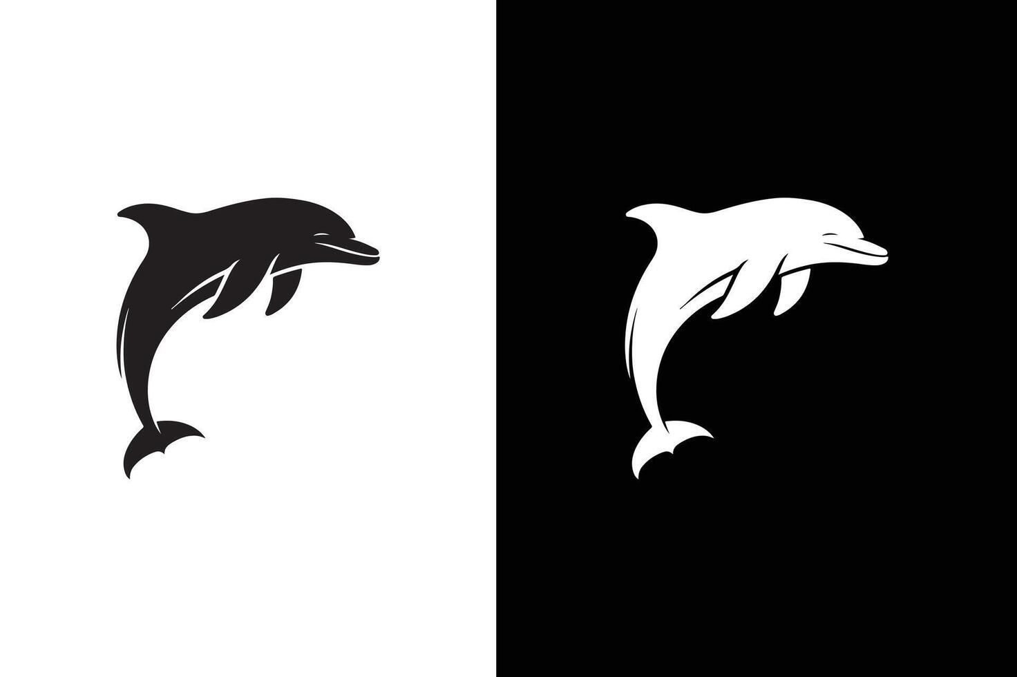 Jumping dolphin sea animal symbol. Dolphin icon silhouette illustration vector