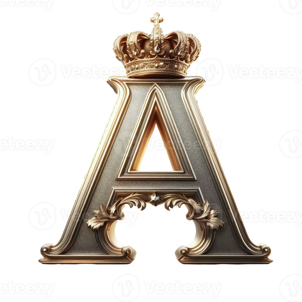 The letter a is made of gold and has a crown on it png