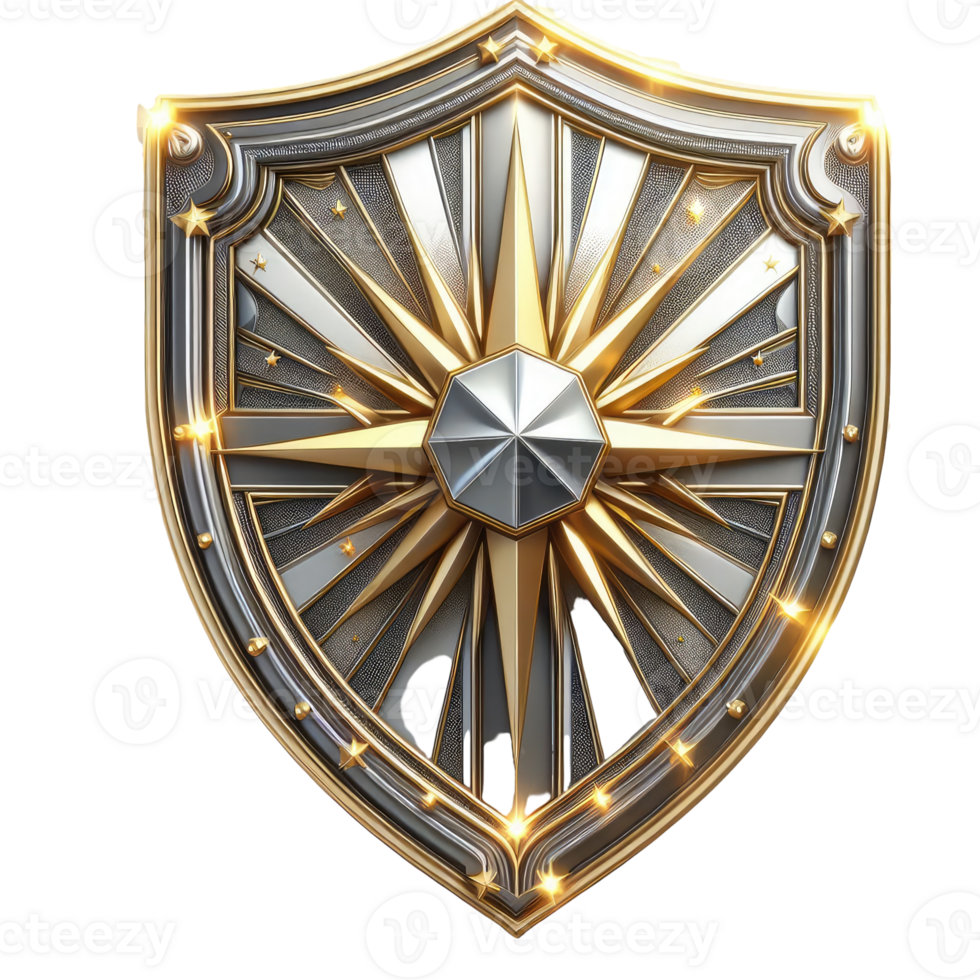 A shield with a golden star on it png