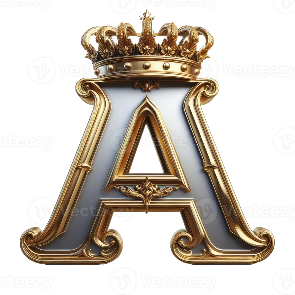Golden crown letter a logo png
