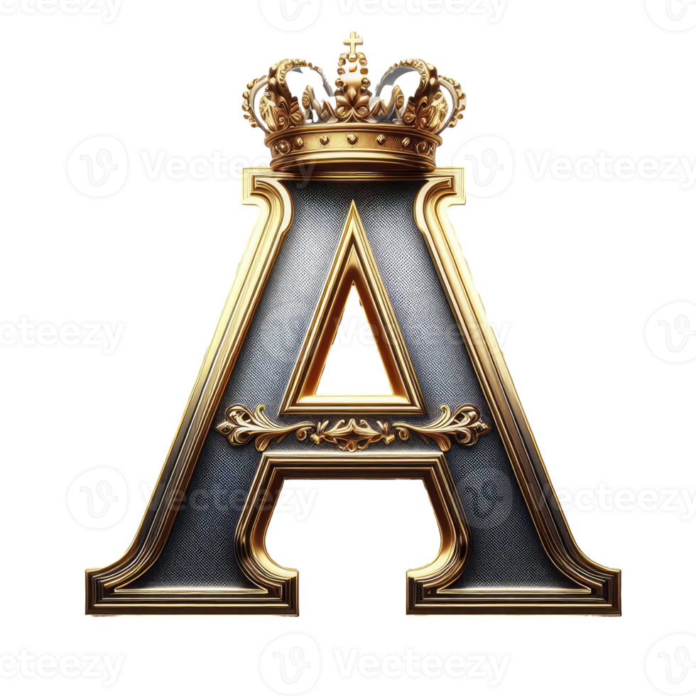 The letter a is made of gold and has a crown on top png