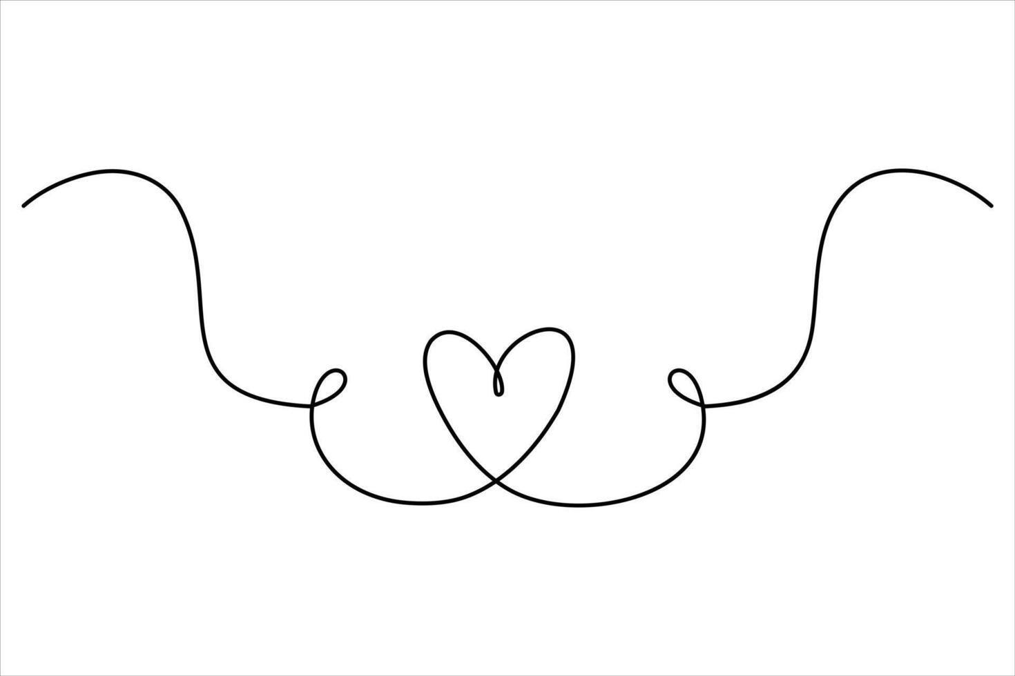 Heart continuous one line art drawing color shape Love sign outline illustration vector