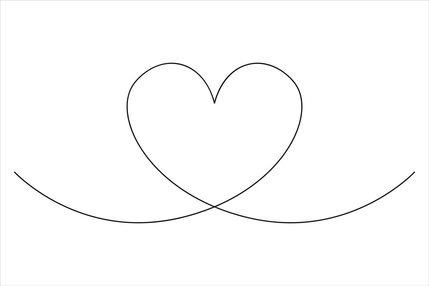 Continuous one line Heart outline art illustration vector