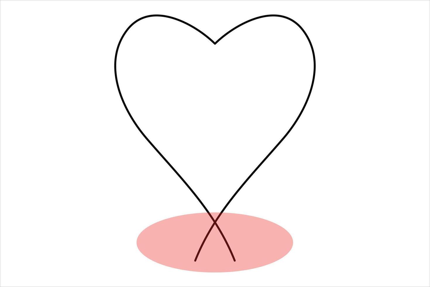 Continuous one line Heart outline art illustration vector