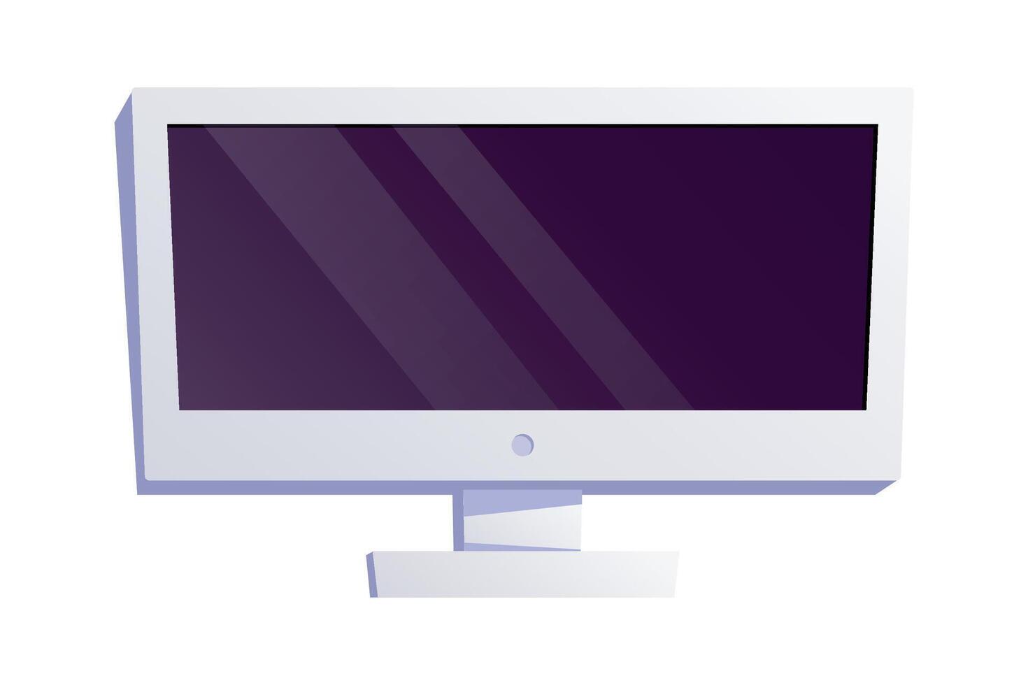 Modern white computer monitor. Widescreen device screen. isolated on white cartoon illustration. vector