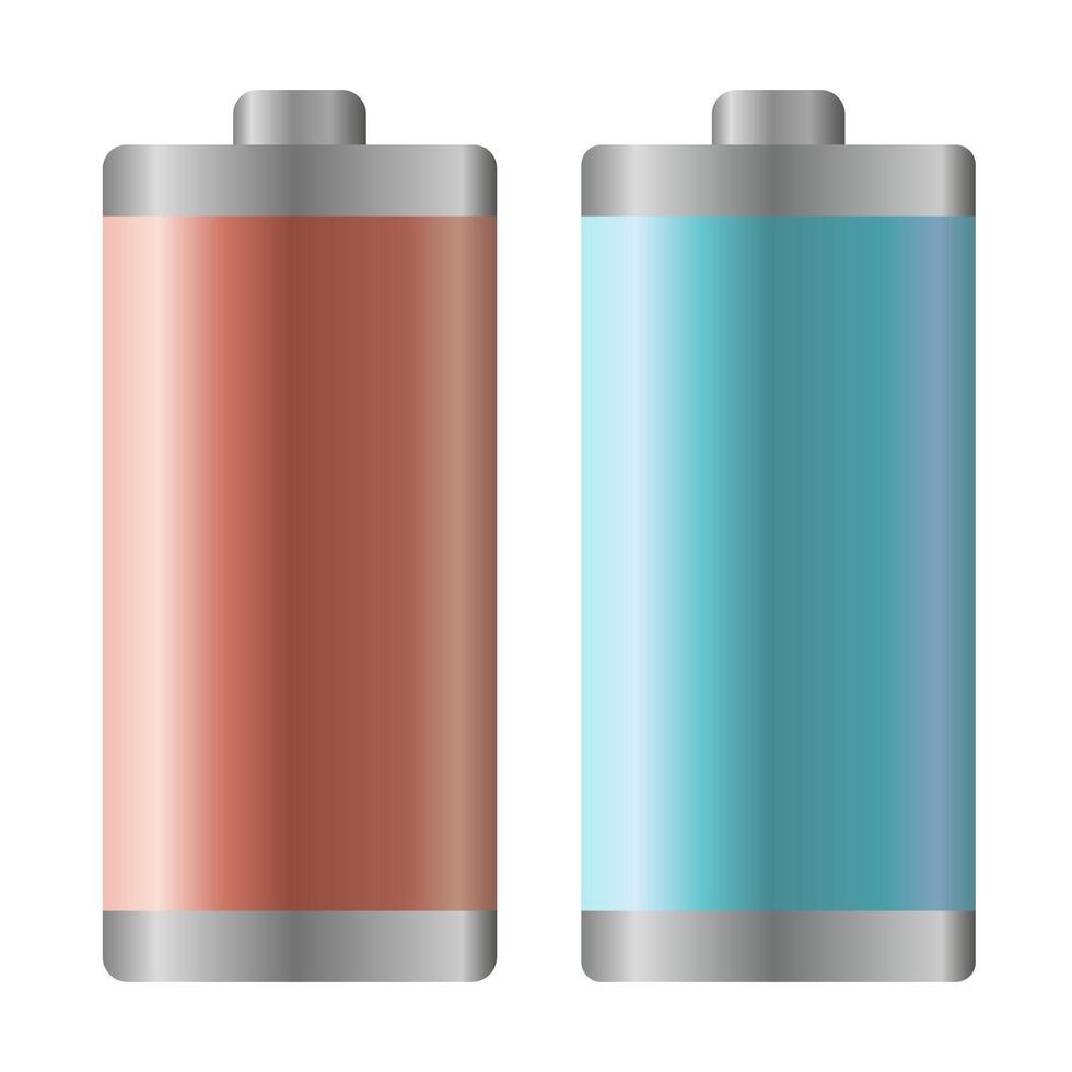 Battery charge indicator icons. Charged and discharged battery. Battery charge. vector