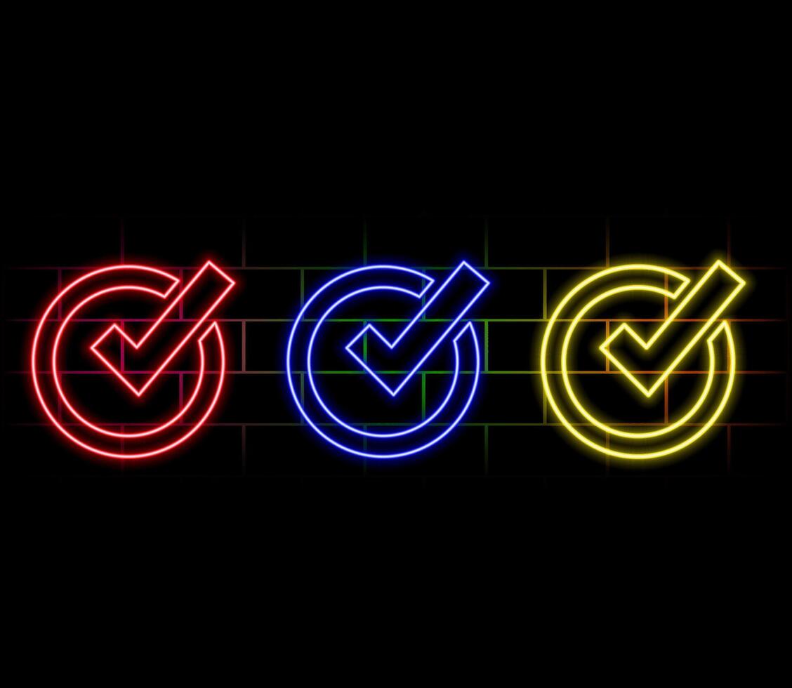 check mark icon neon glowing lemon green color sign 4k illustration. abstract green check mark circle 4k illustration. vector
