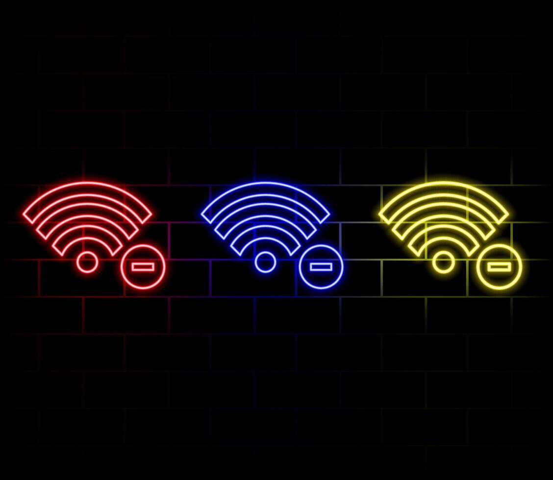 Wi-Fi neon effect icon, signal, connect, internet, symbol, vector