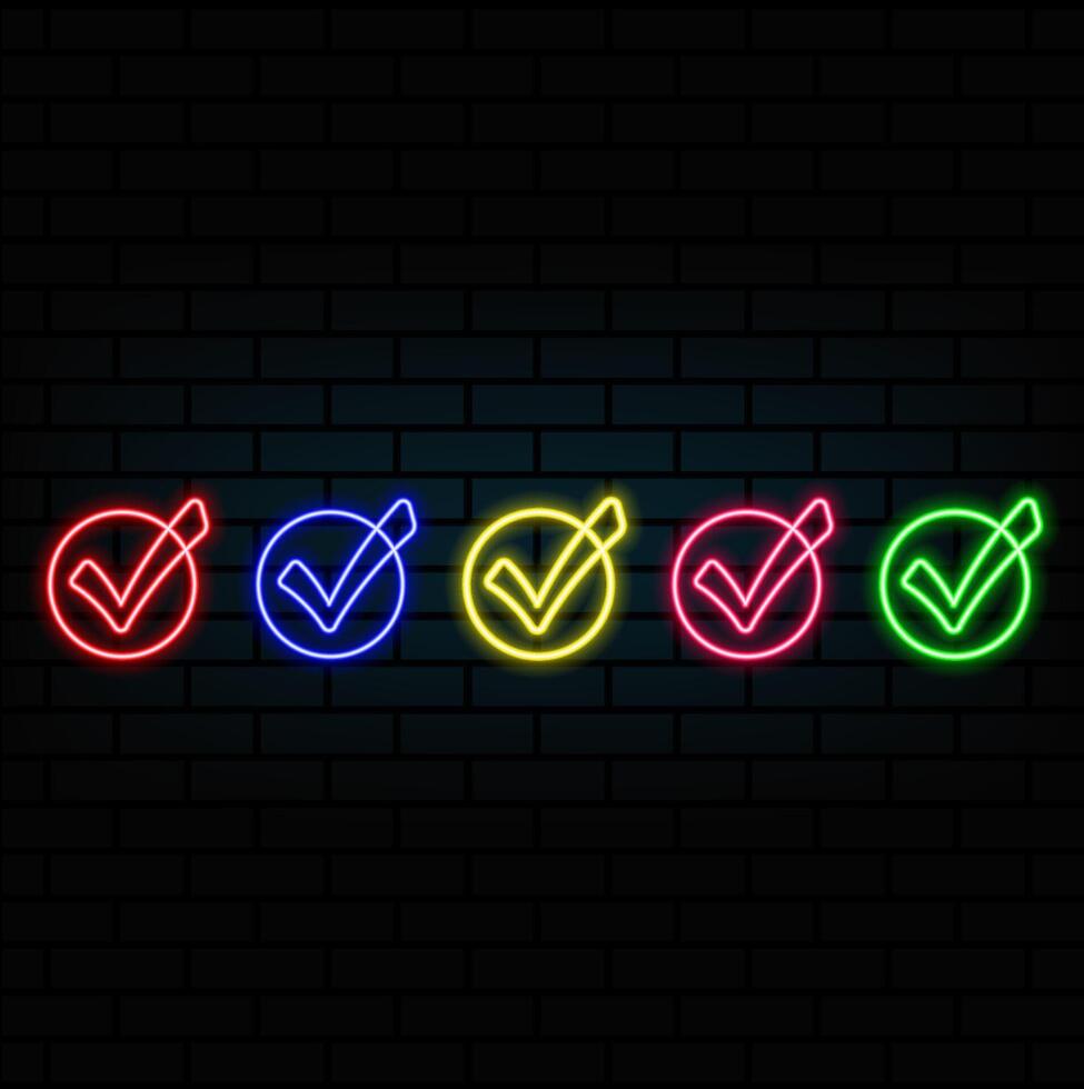 Glowing neon tag icon isolated Shield .Neon Yes tag icon. vector