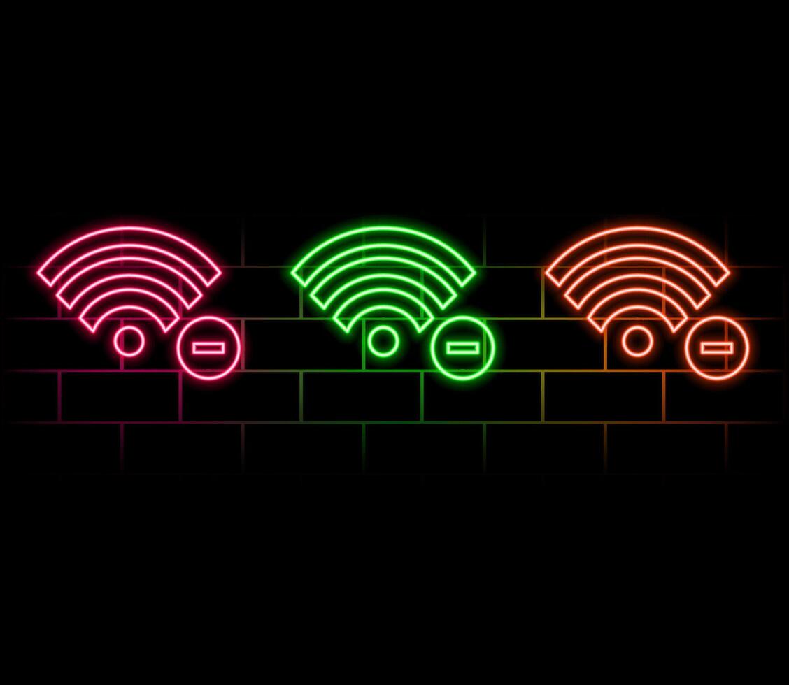 Wi-fi neon sign. Night bright advertisement. illustration in neon style for cafe and connection. illustration in neon style. vector