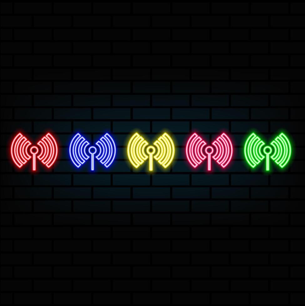 Wifi neon sign . Glowing Neon Wifi Symbol Extended Letters, Light Banner, Neon Text. illustration. Billboard. Text Neon Sign Edit vector