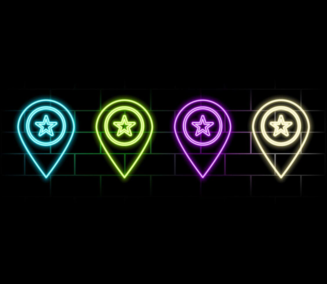 Map pin icon Check in location concept neon illustration. vector