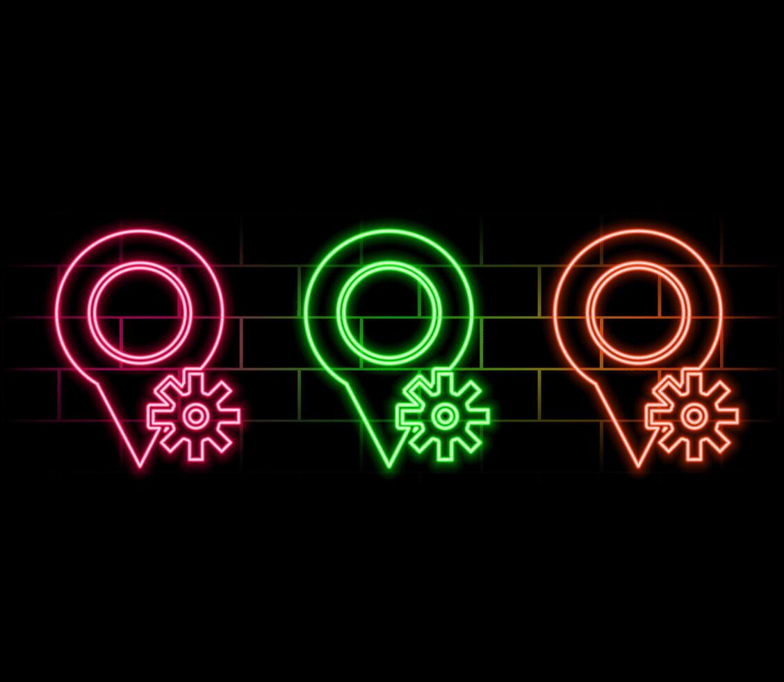 Abstract neon location icon illustration. vector