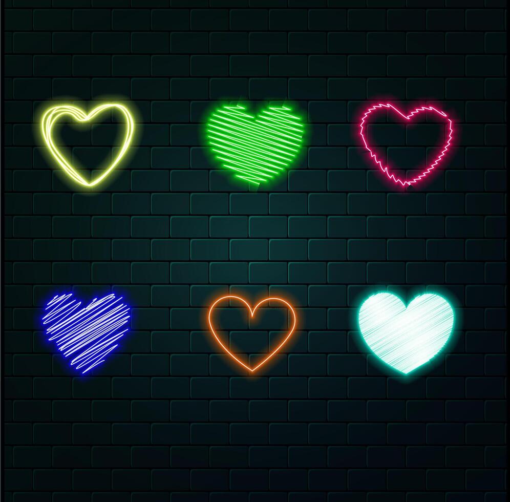 Bright heart. Neon sign. Retro neon heart sign on purple background. Design element for Happy Valentine's Day. Ready for your design, greeting card, banner. illustration vector