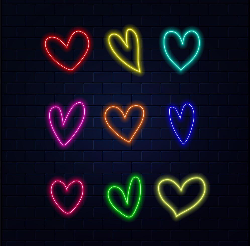Neon sign like in speech bubble frame on dark background. Light banner on the wall background. vector