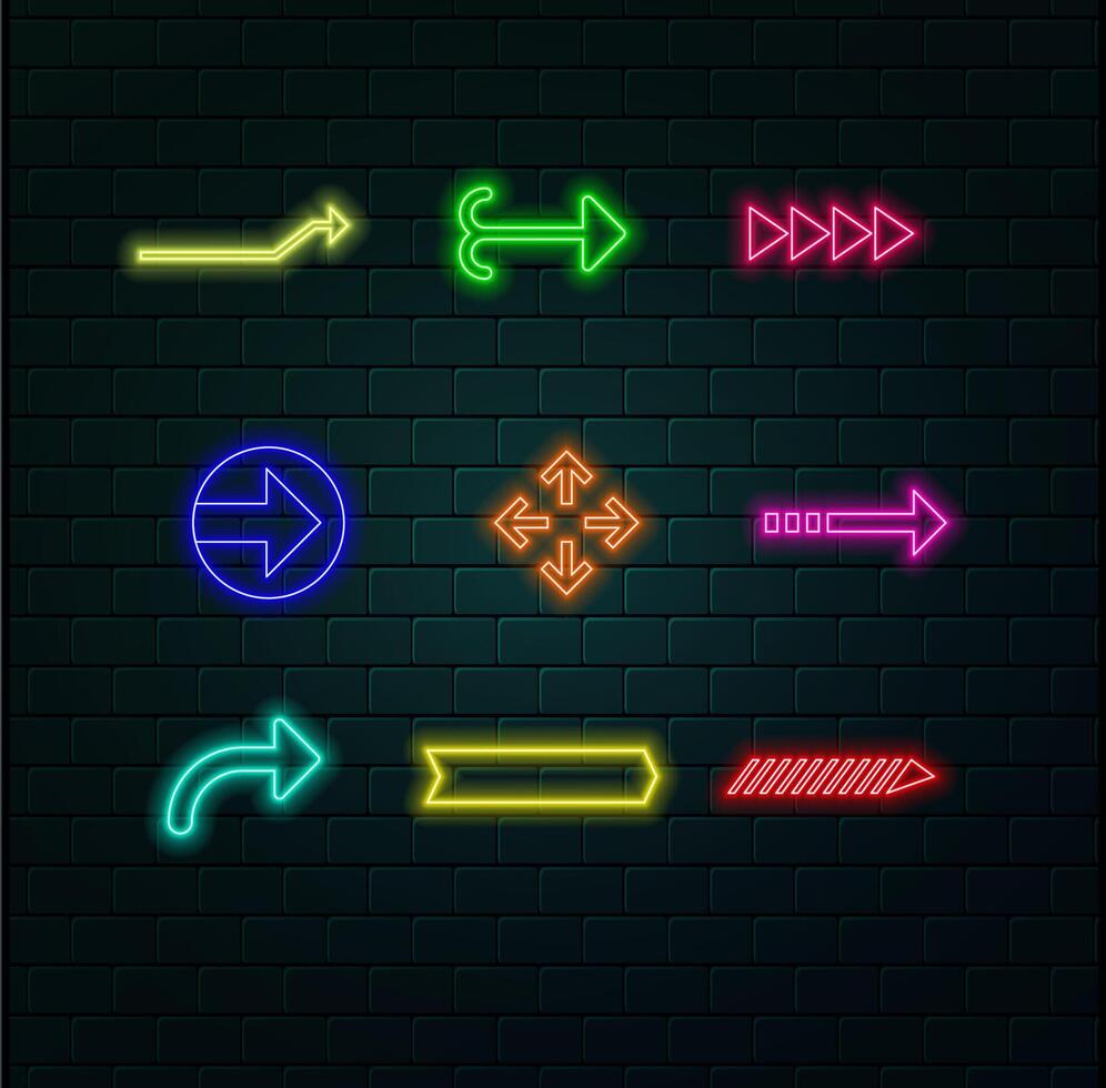 Abstract glowing neon arrow icon illustration background 2 vector