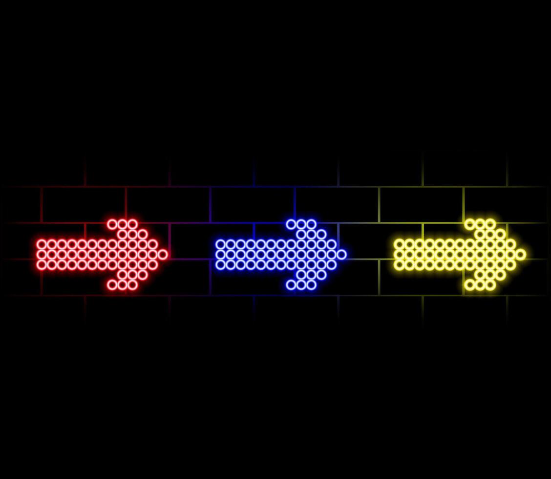 Neon arrows set of 4 color icons. Arrow icon. Arrow collection. Arrow. Cursor. Modern simple arrows. vector