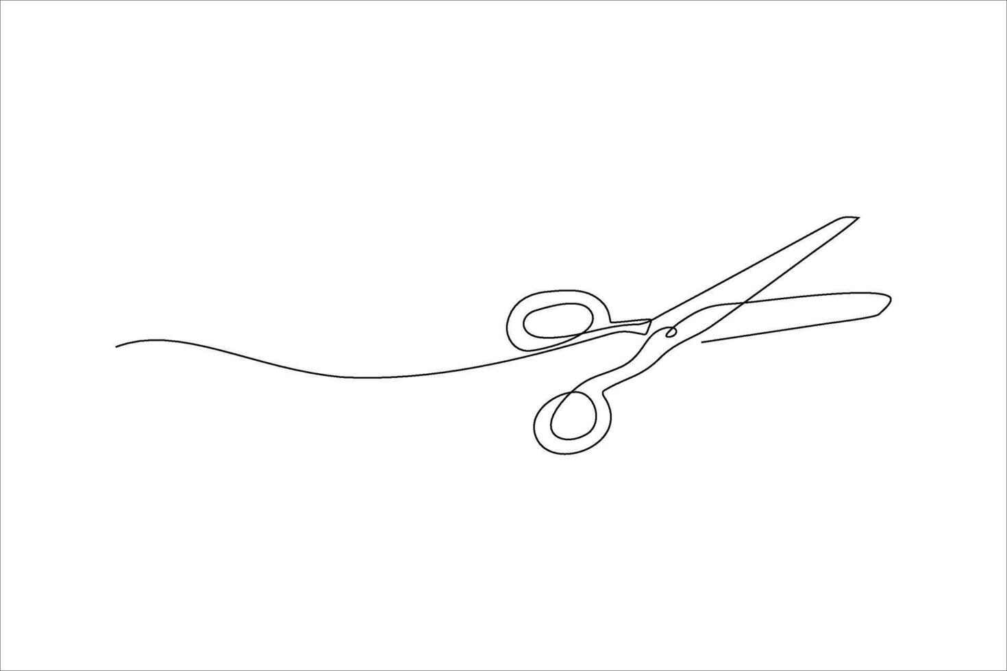 scissors cut continuous line illustration vector