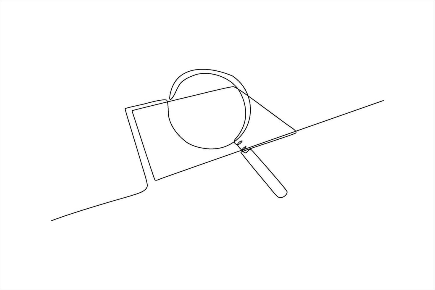 continuous line illustration of magnifying glass on paper vector