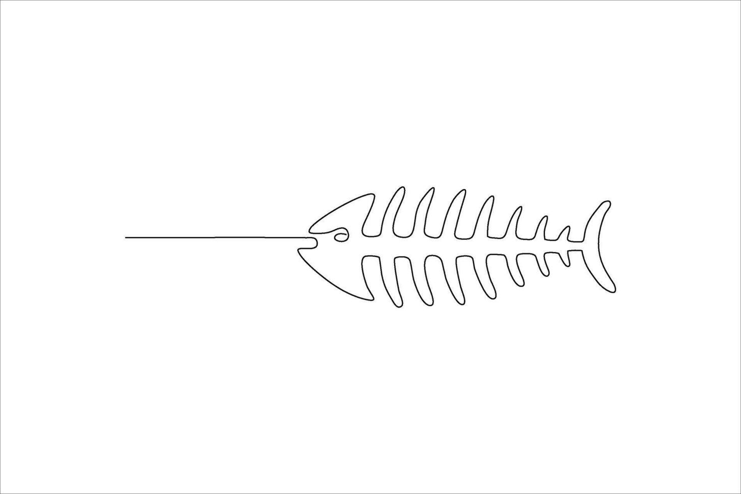 fish bone continuous line illustration vector