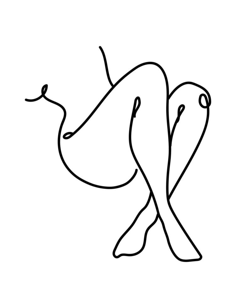 Aesthetic female hips and thighs hand drawn with tile line art. illustration. vector